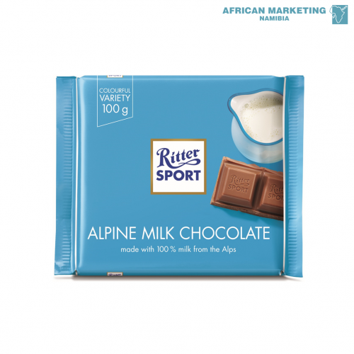 2185-0300 CHOCOLATE ALPINE MILK & 30% COCOA 12x100g *RITTER SPORT