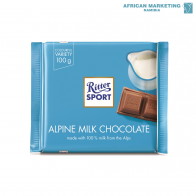 2185-0300 CHOCOLATE ALPINE MILK & 30% COCOA 12x100g *RITTER SPORT