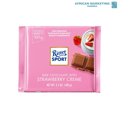 2185-0345 CHOCOLATE MILK WITH STRAWBERRY CREME 12x100g *RITTER SPORT