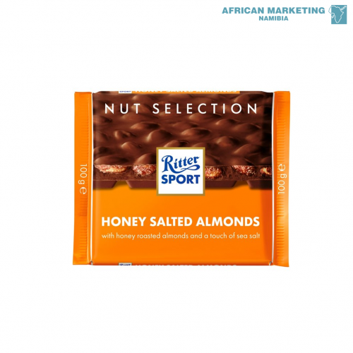 2185-0375 CHOCOLATE MILK WITH HONEY SALT ALMONDS 11x100g *RITTER SPORT