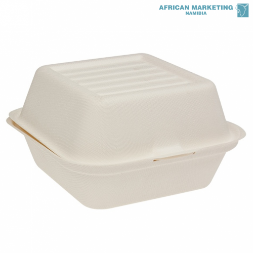 9000-1540 BIODEGRADABLE BURGER BOX SUGAR CANE 152x150mm 500's *Bio-Pak