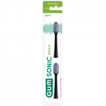 GUM SONIC DAILY TOOTHBRUSH HEAD BLACK 2PCS