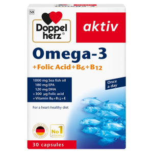  DOPPELHERZ AKTIV Omega-3+FOLIC ACID+B6+B12 30 CAPSULES