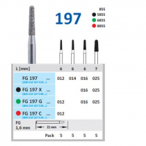 HORICO DIAMOND ROUND END TAPER BUR 197 DIAM 025 NORMAL GRIT