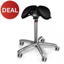 SALLI CHIN SADDLE CHAIR WITH TILT, MEDIUM, BLACK LEATHER 001