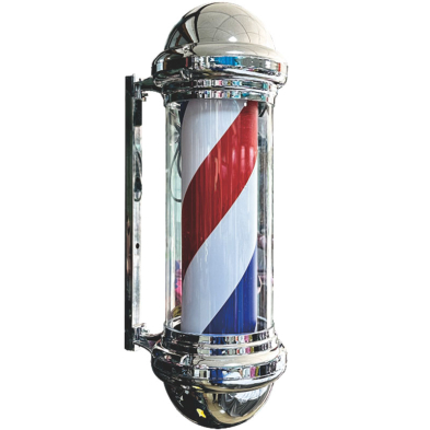Barber Pole Traditional Silver - Round Top