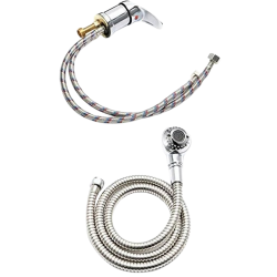 Shower Head w Black Switch and Flexi Pipe - Silver