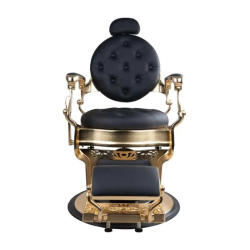 CALICO JACK Barber Chair - Gold Chrome Frame (Black Leather)