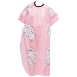 Cutting Cape - Kiddies Cape - Pink Cartoon with Slide Clip