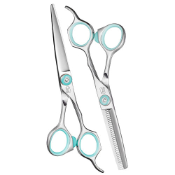 Razorline( AZURE) Scissor SET 5.5"- S/Steel (in GREEN Pouch)
