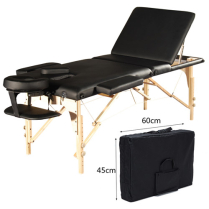 ***ORABI Wooden Portable Masage Bed (Black) Adj Head and Leg