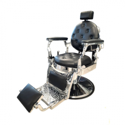 CALICO JACK Barber Chair - Silver Frame(Black Leather)