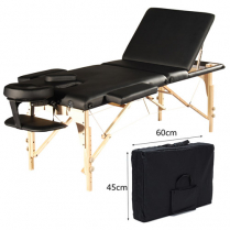 *ORABI Wooden Portable Massage Bed (Black) Adj Head and Leg