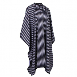 Cutting Cape Polyester - Black with White Stripes with Studs