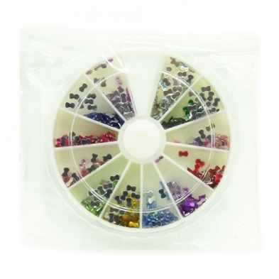 Nail Art Carousel with Acrylic Stones - Bow Ties