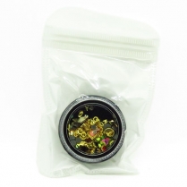 Nail Art Jewelry Pot - Mixed 3D Gold Decorations #08