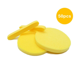 Facial Sponges-Pack 50 (25 Pairs)-Expands when Wet-Yellow