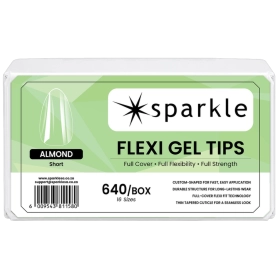 Sparkle Flexi Gel Tips - Almond Short - 640pcs/Box