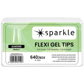 Sparkle Flexi Gel Tips - Almond Medium - 640pcs/Box