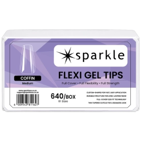 Sparkle Flexi Gel Tips - Coffin Medium - 640pcs/Box