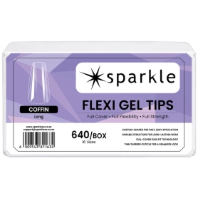 Sparkle Flexi Gel Tips - Coffin Long - 640pcs/Box