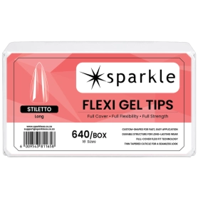 Sparkle Flexi Gel Tips - Stiletto Long - 640pcs/Box