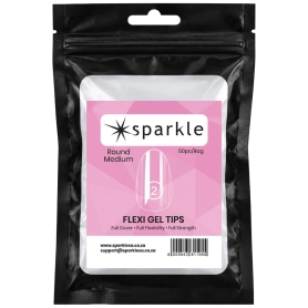 Sparkle Flexi Gel Tips - Round Medium #2 - 50pcs/Bag
