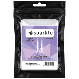 Sparkle Flexi Gel Tips - Coffin Medium #4 - 50pcs/Bag