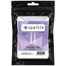 Sparkle Flexi Gel Tips - Coffin Medium #5 - 50pcs/Bag