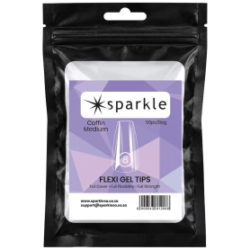 Sparkle Flexi Gel Tips - Coffin Medium #8 - 50pcs/Bag