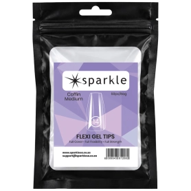 Sparkle Flexi Gel Tips - Coffin Medium #14 - 50pcs/Bag