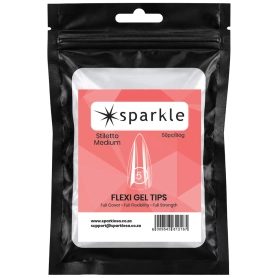 Sparkle Flexi Gel Tips - Stiletto Medium #5 - 50pcs/Bag