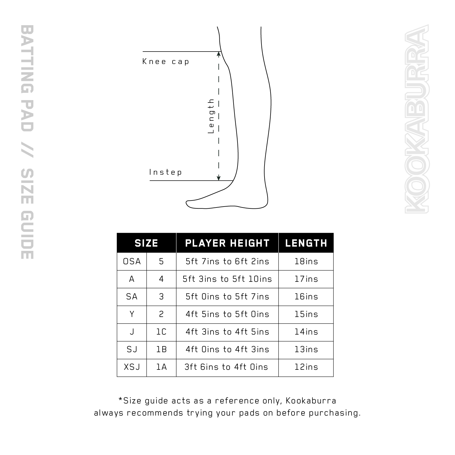 Batting Pad Size Guide