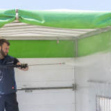 High pressure cleaning trailer with pendulum lance