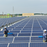 Solar panel cleaning a PV system farm 