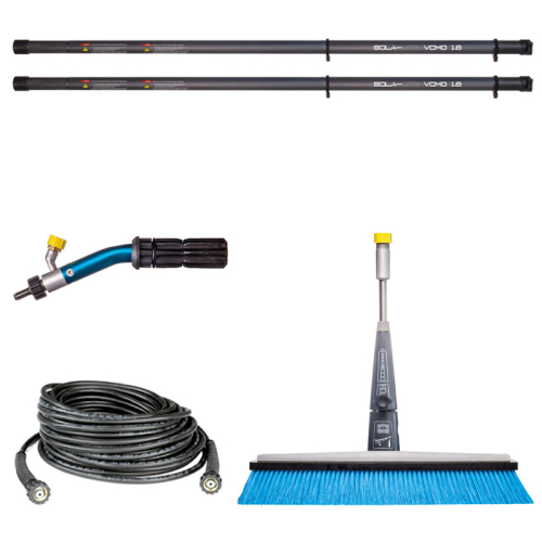 Solar panel cleaning kit with 2 poles and brush