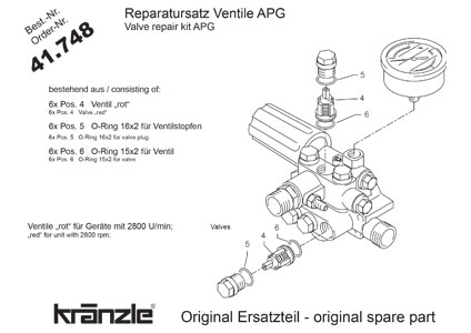 KRANZLE VALVE REPAIR KIT APG 41748