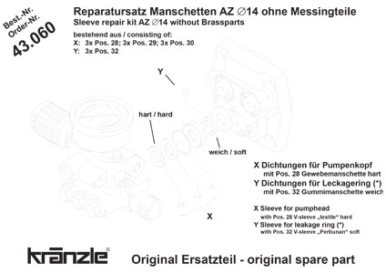 KRANZLE SLEEVE REPAIR KIT AZ 43060