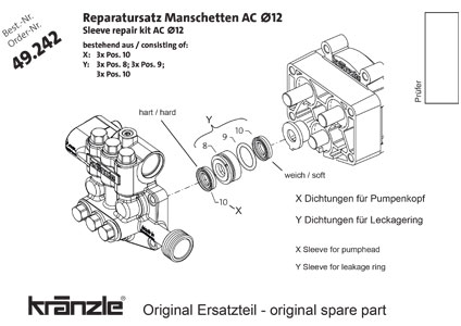 KRANZLE SEAL REPAIR KIT AC PUMP 49242