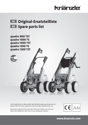 KRANZLE QUADRO LARGE SERIES SPARE PARTS LIST