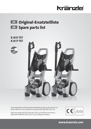 KRANZLE X-LINE SERIES SPARE PARTS LIST