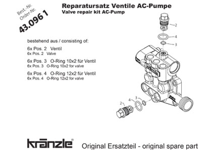 KRANZLE VALVE REPAIR KIT AC-PUMP 43096.1