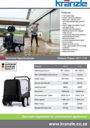 KRANZLE THERM 1017 AND 715 BROCHURE