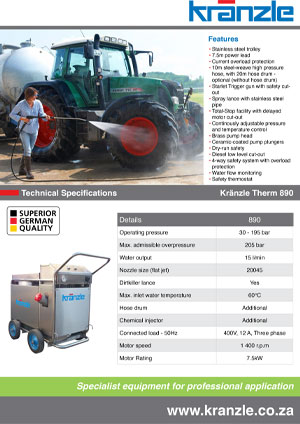 kranzle therm 890 stainless steel series