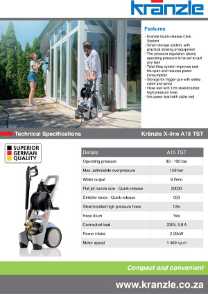 KRANZLE X-LINE A15 TST brochure