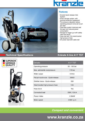 KRANZLE X-LINE A17 TST BROCHURE