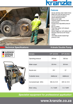 KRANZLE DOUBLE PUMP BROCHURE