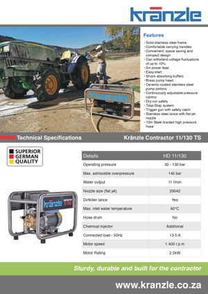 KRANZLE CONTRACTOR 11/130 BROCHURE