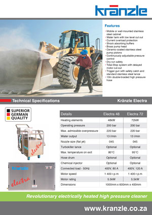 KRANZLE ELECTRA 48/72KW BROCHURE