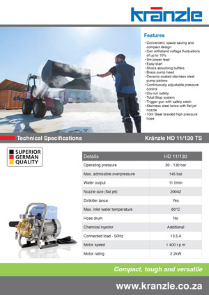 Kranzle HD 11/130 brochure
